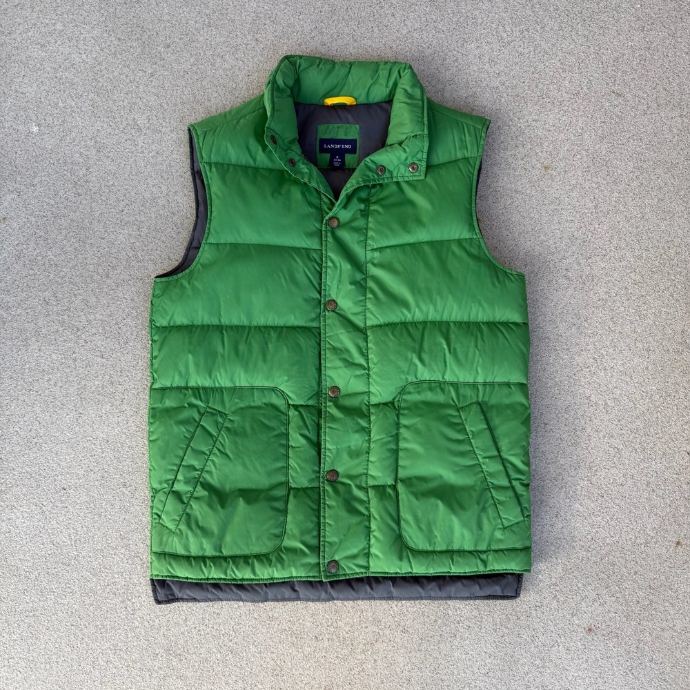 Lands End Puffer Size Mens Small Vest - Green Quilted Outerwear